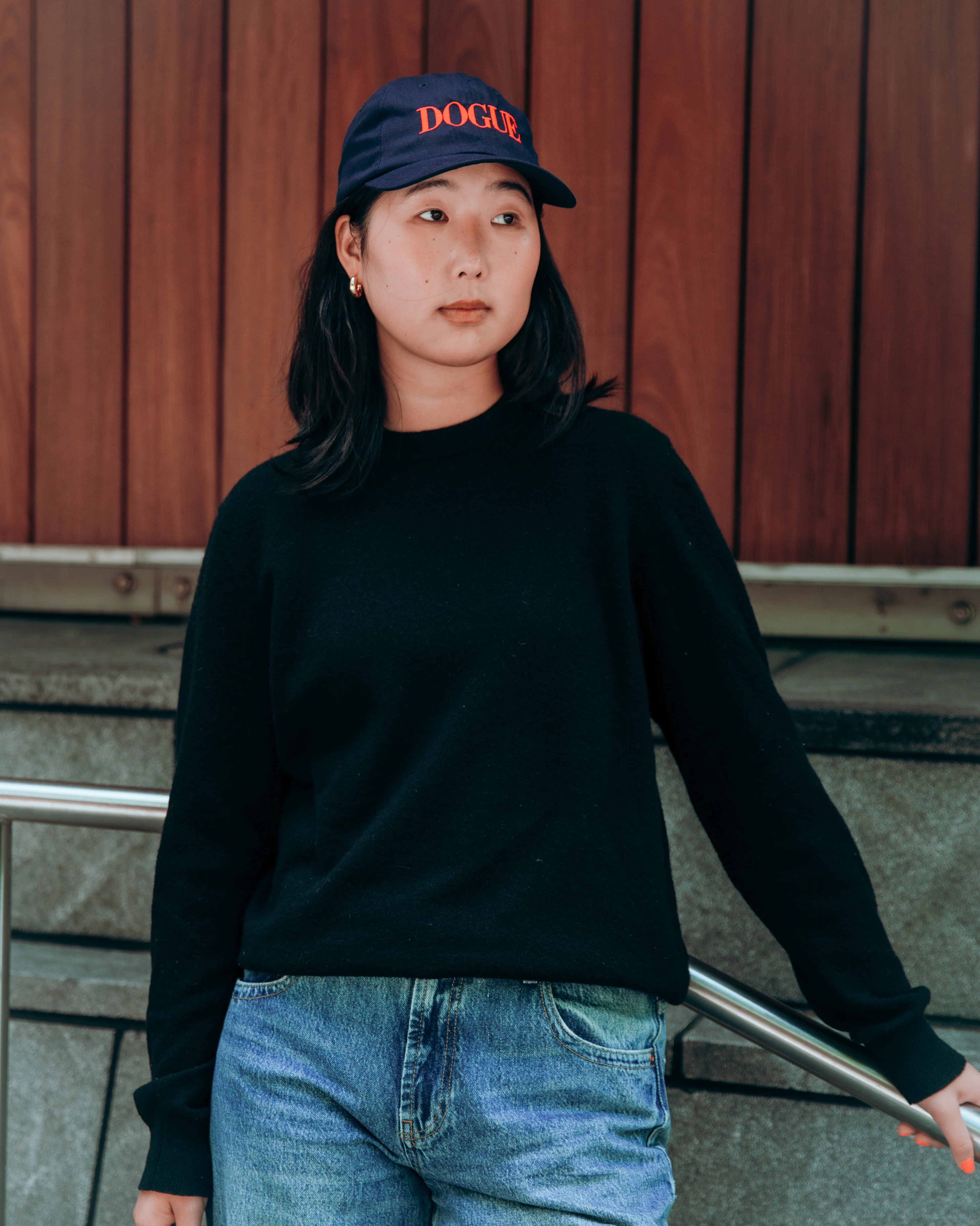 DOGUE Navy Cap with Red Logo Embroidery - Image 2