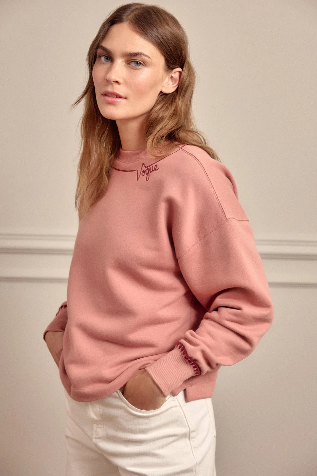 VOGUE Cropped Sweatshirt Ash Rose - Image 2