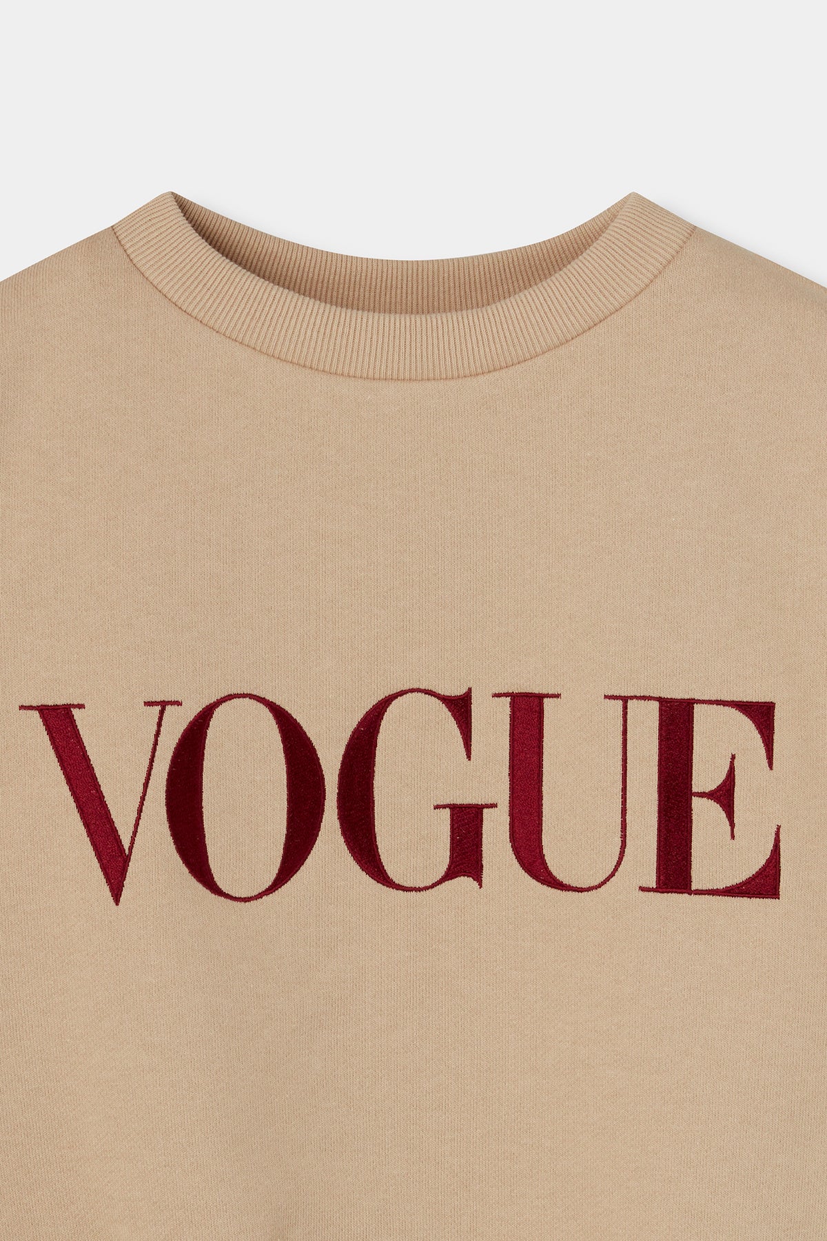 『VOGUE』ロゴ クロップドスウェット キャメル×ボルドー - Image 4