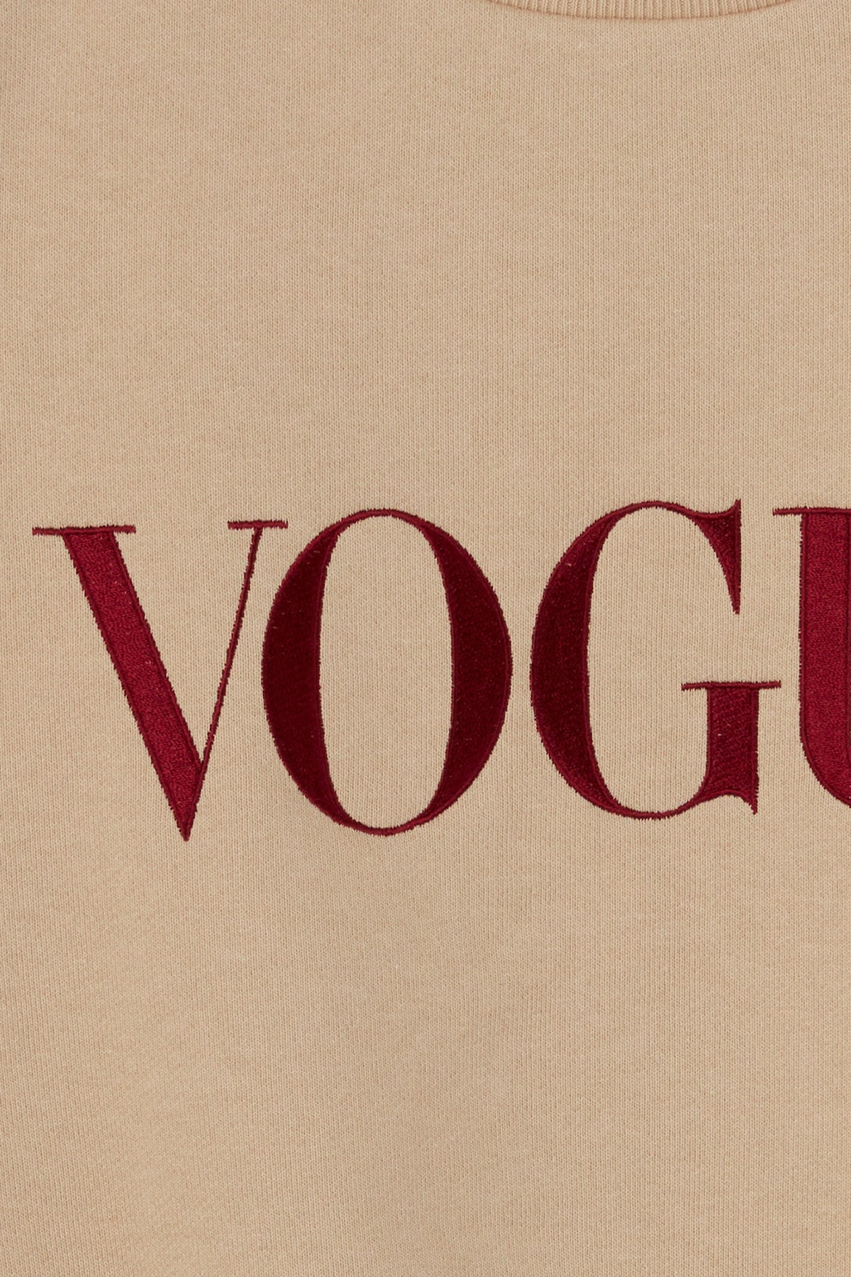 『VOGUE』ロゴ クロップドスウェット キャメル×ボルドー - Image 5