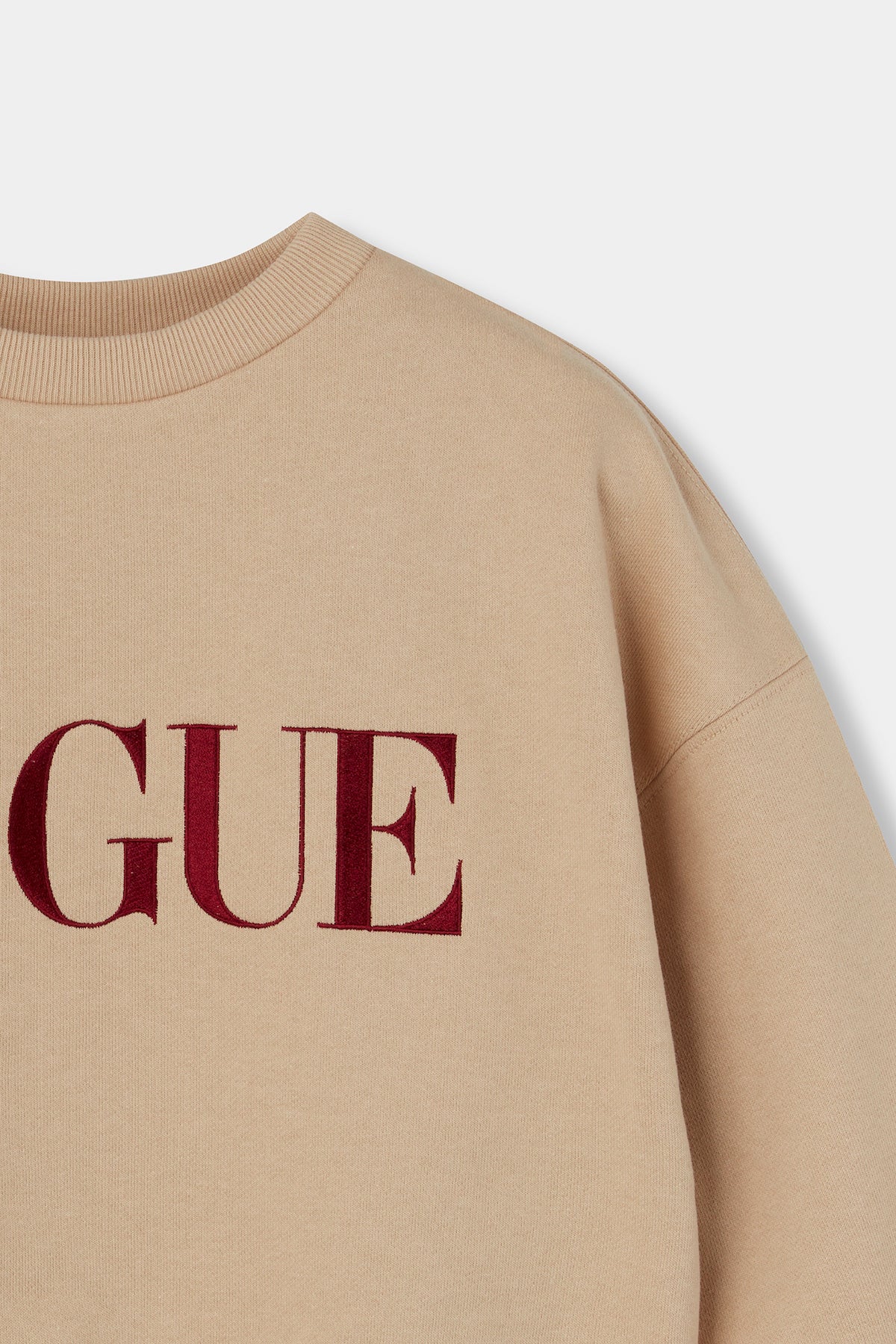 『VOGUE』ロゴ クロップドスウェット キャメル×ボルドー - Image 6