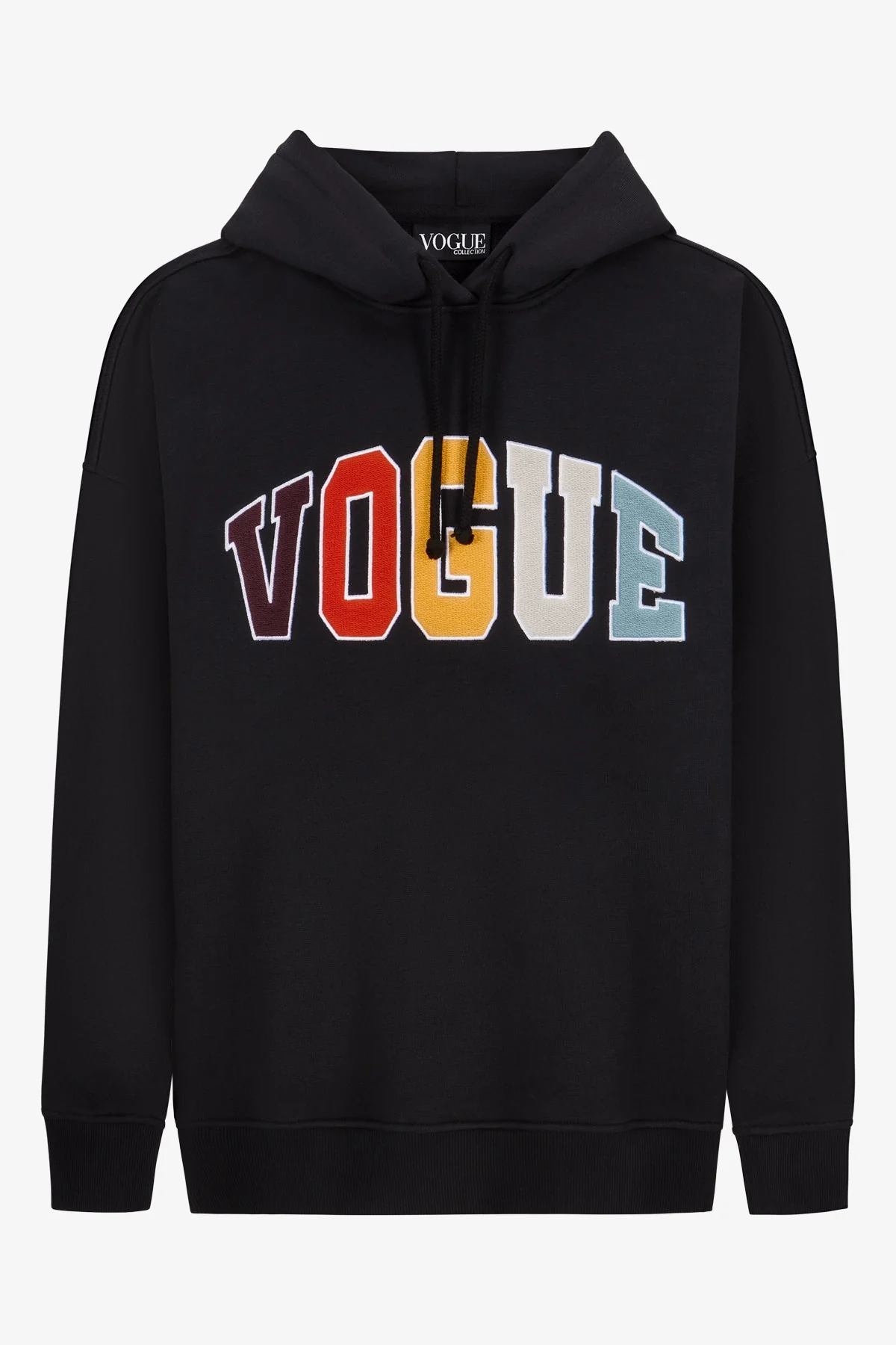 VOGUE Hoodie Black Colourful Patch