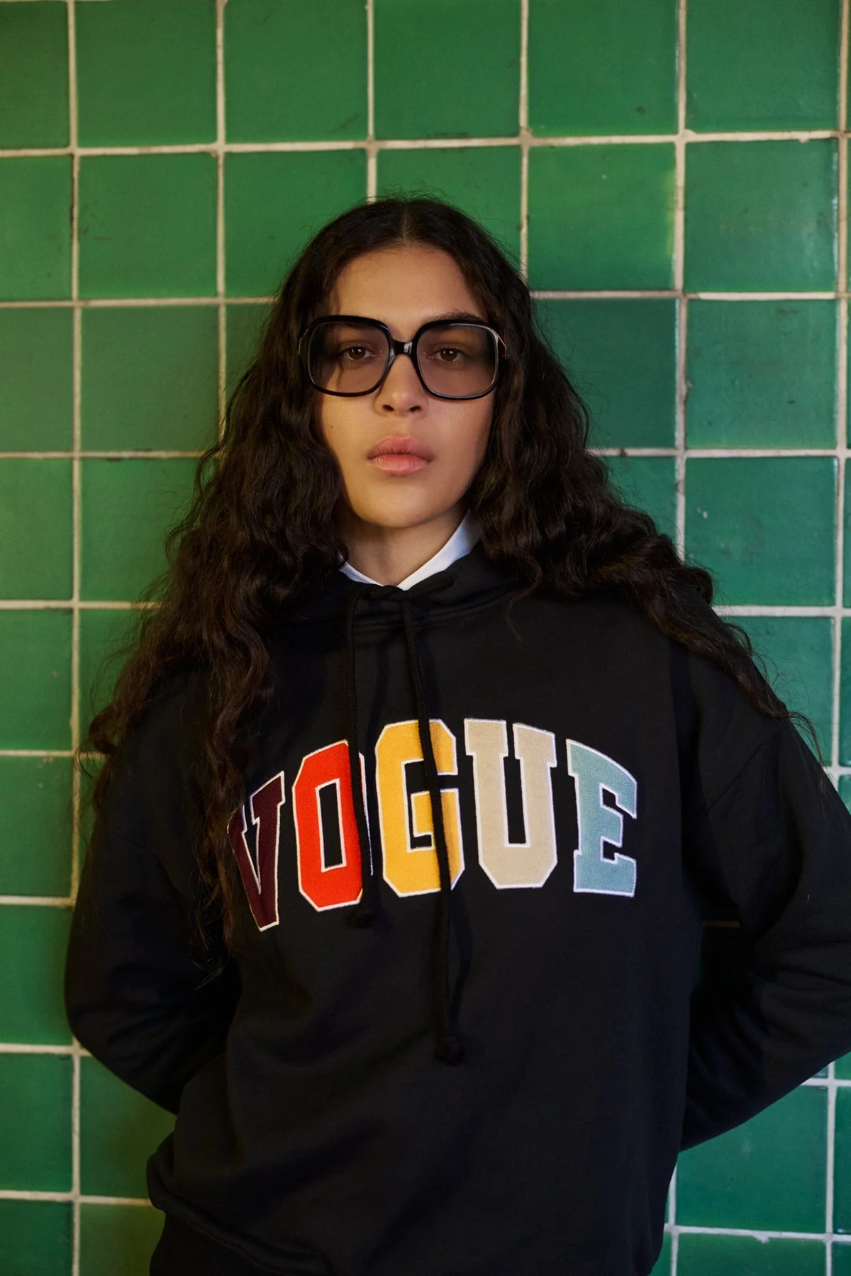 VOGUE Hoodie Black Colourful Patch - Image 2