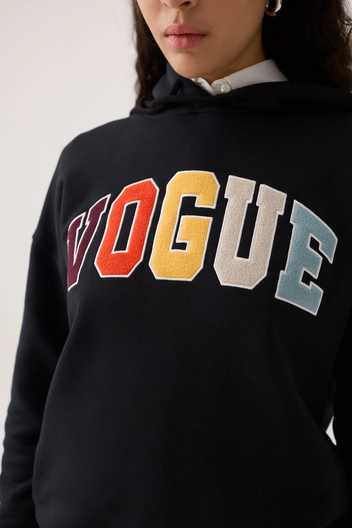VOGUE Hoodie Black Colourful Patch - Image 5
