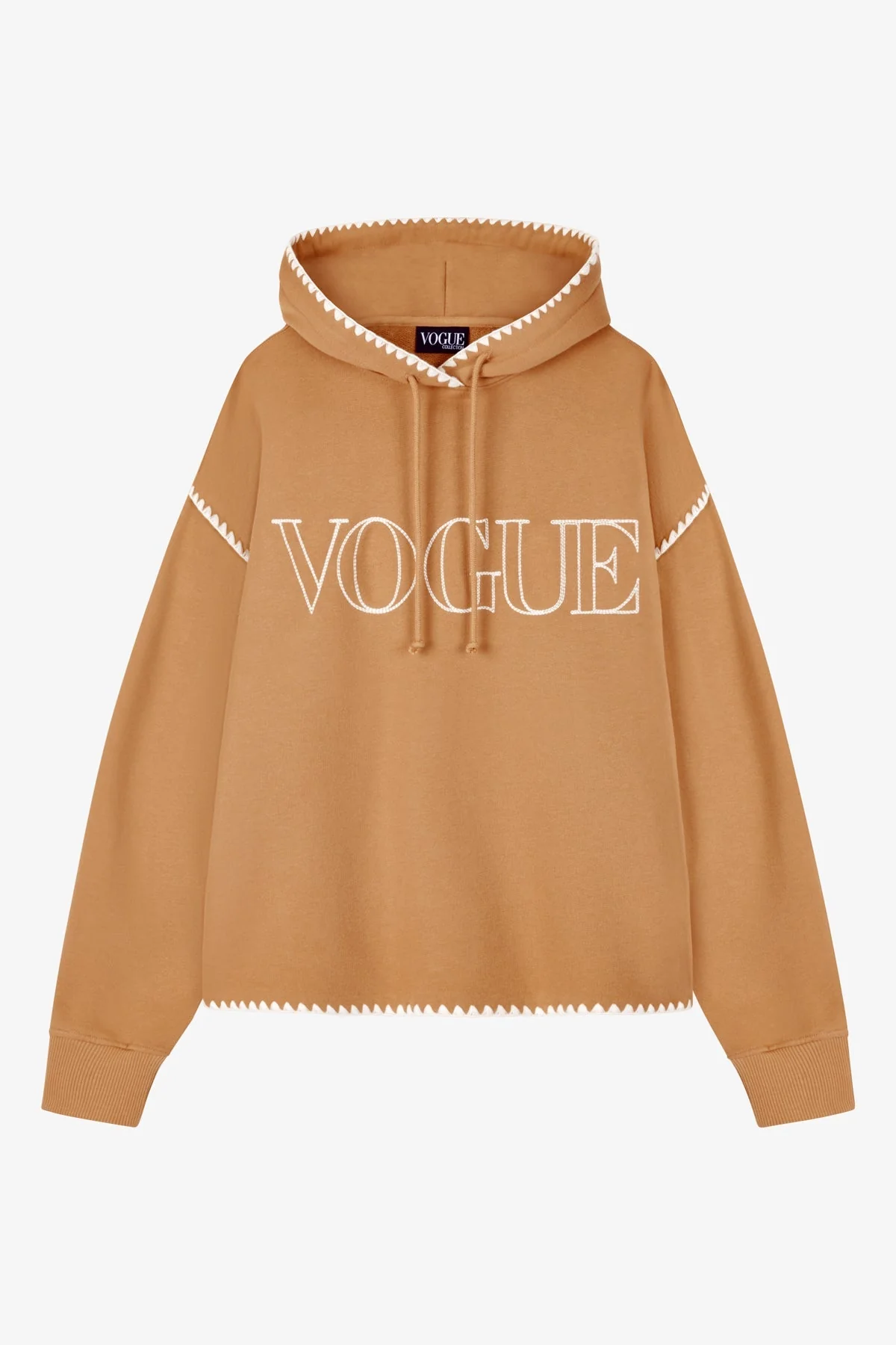 VOGUE Hoodie Camel Embroidered Logo