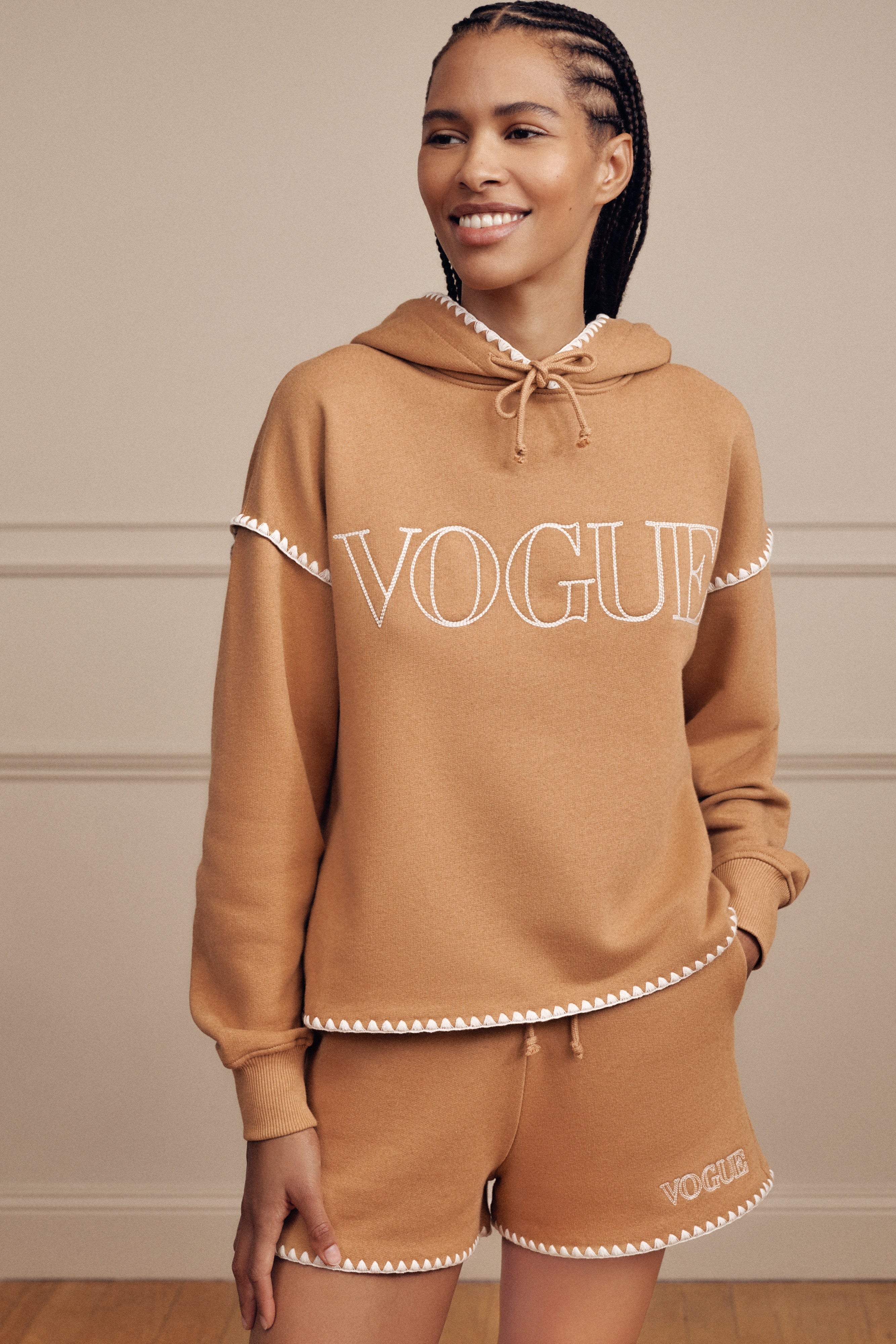 VOGUE Hoodie Camel Embroidered Logo - Image 5