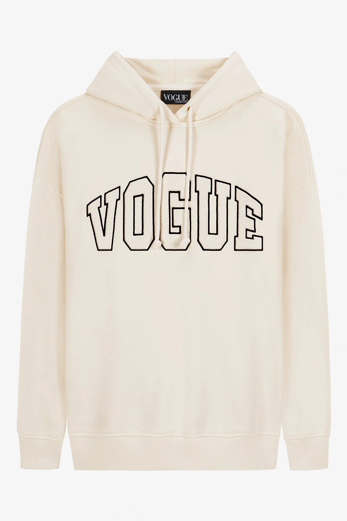 VOGUE Patch Hoodie Cream