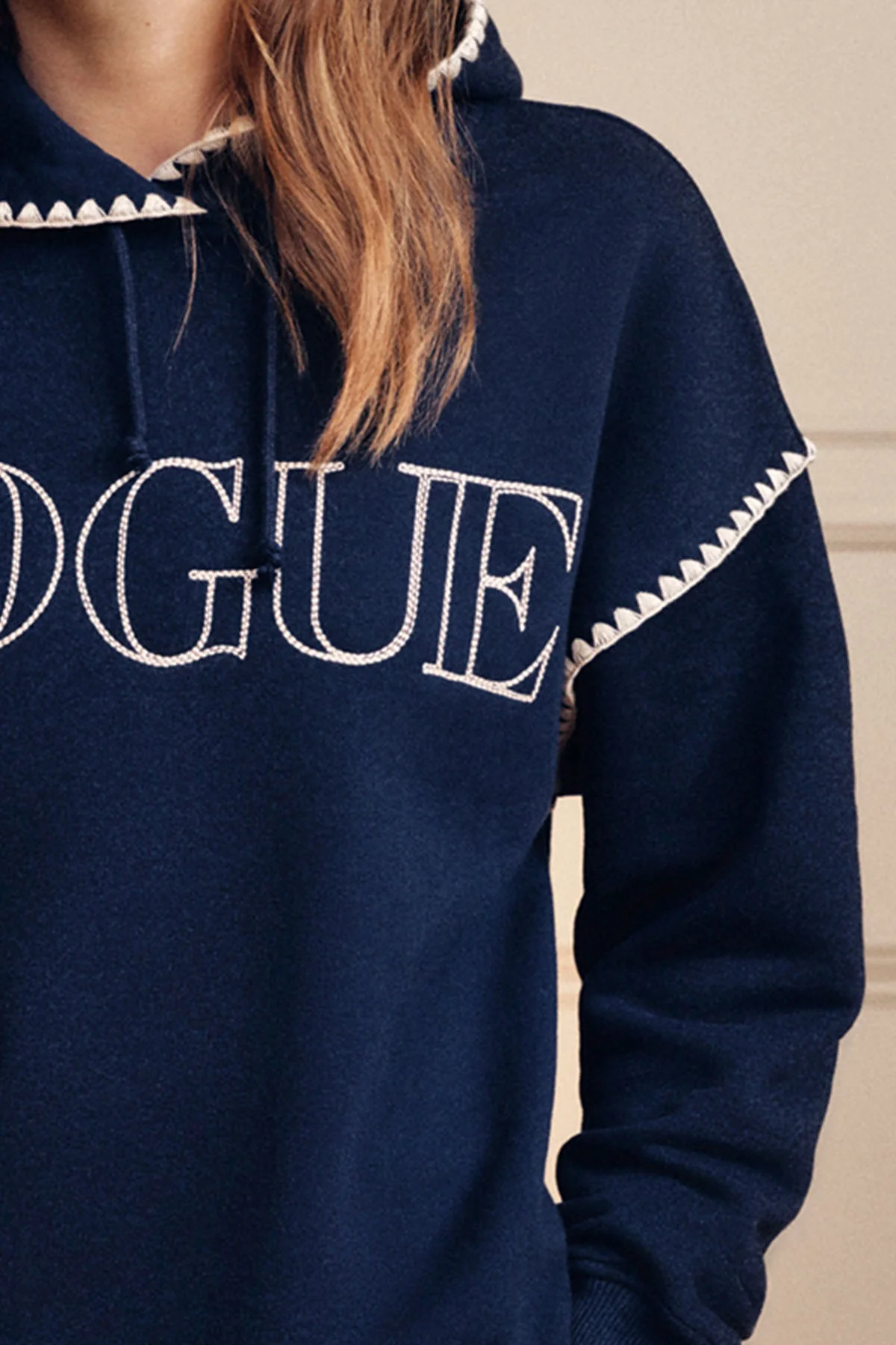 VOGUE Hoodie Midnight Blue Embroidered Logo - Image 5