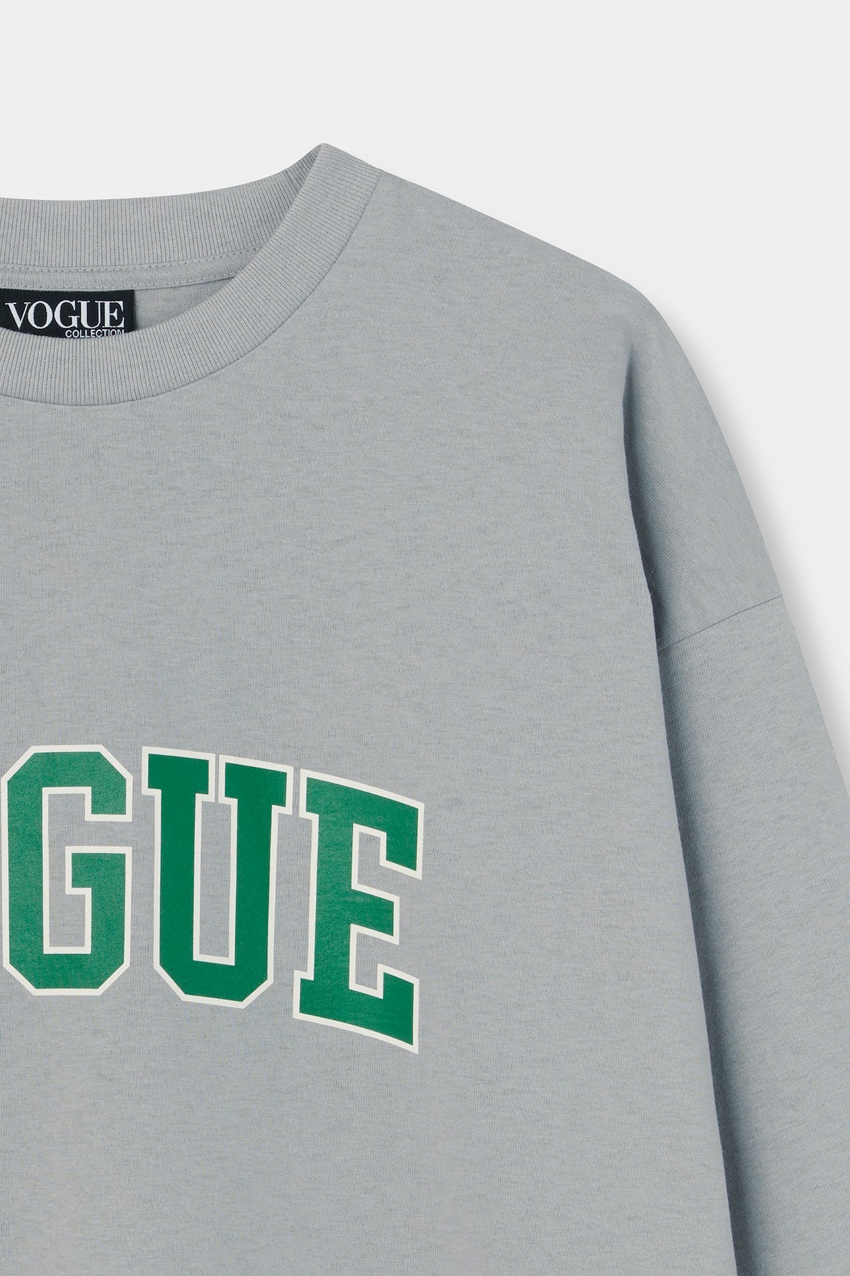 『VOGUE』カレッジロゴ ロングTシャツ グレー×フォレストグリーン - Image 6