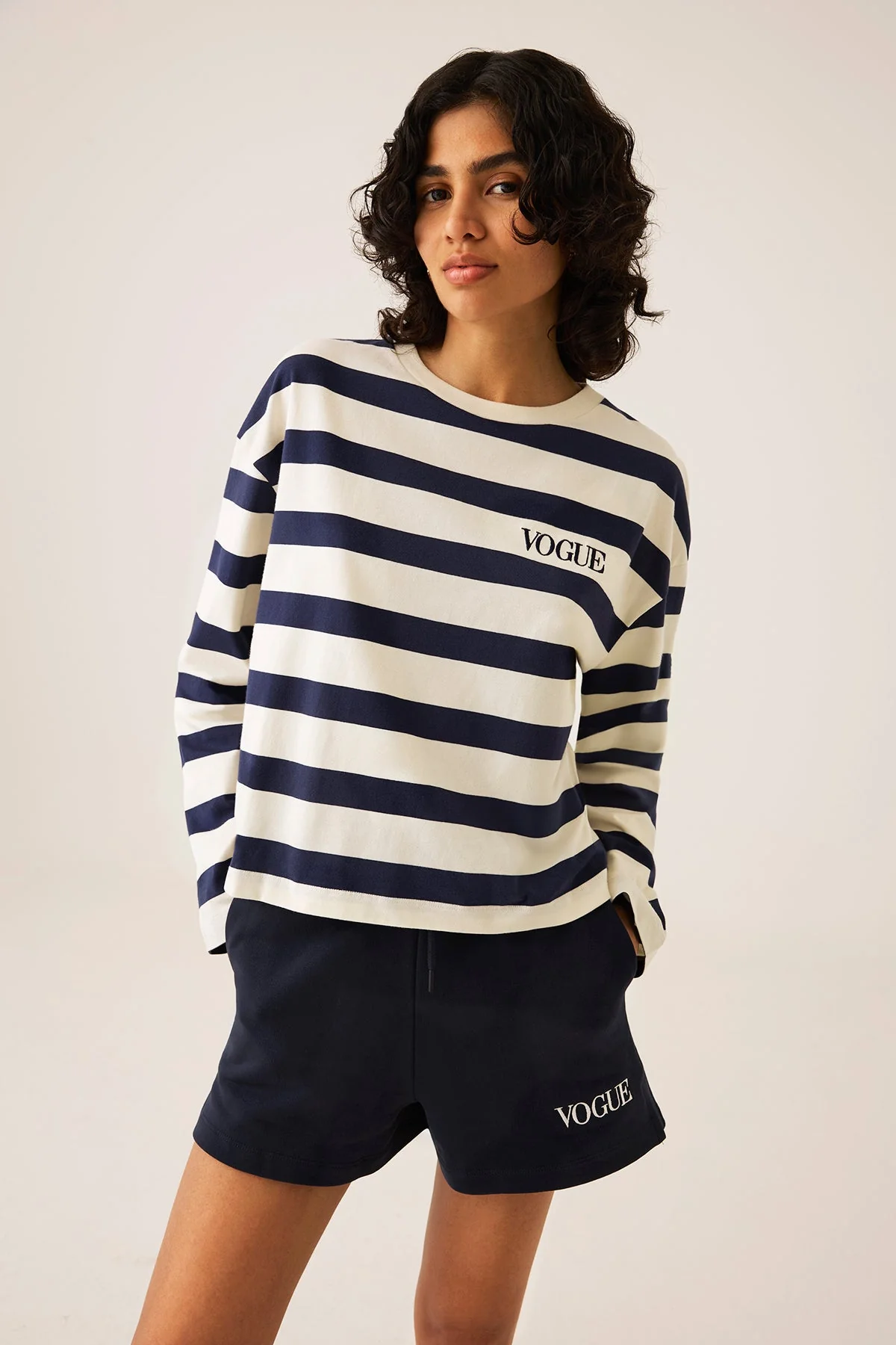 VOGUE Longsleeve Navy Striped Embroidered Logo - Image 4