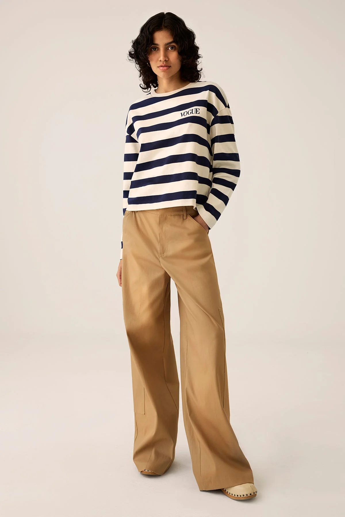 VOGUE Longsleeve Navy Striped Embroidered Logo - Image 6