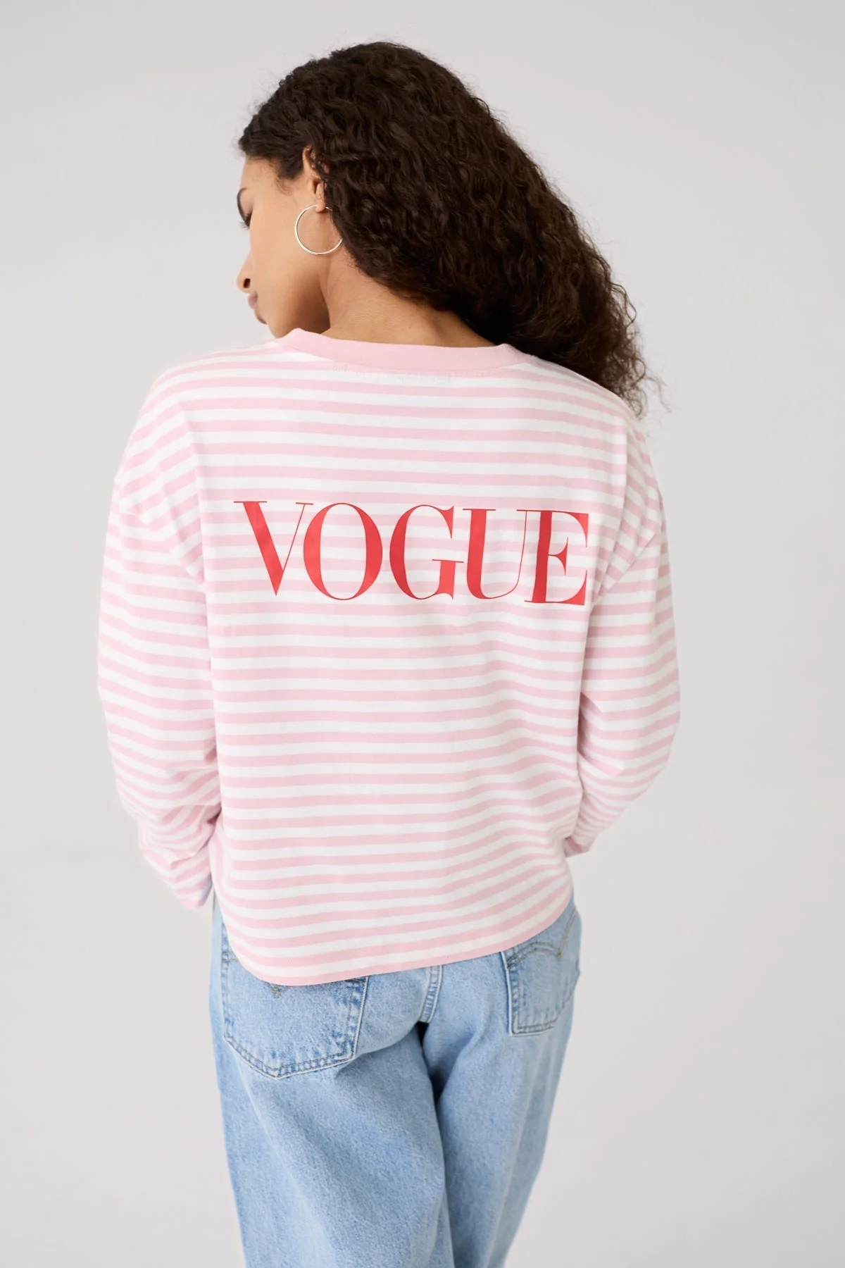 VOGUE Striped Long Sleeve Top Striped Pink - Image 2
