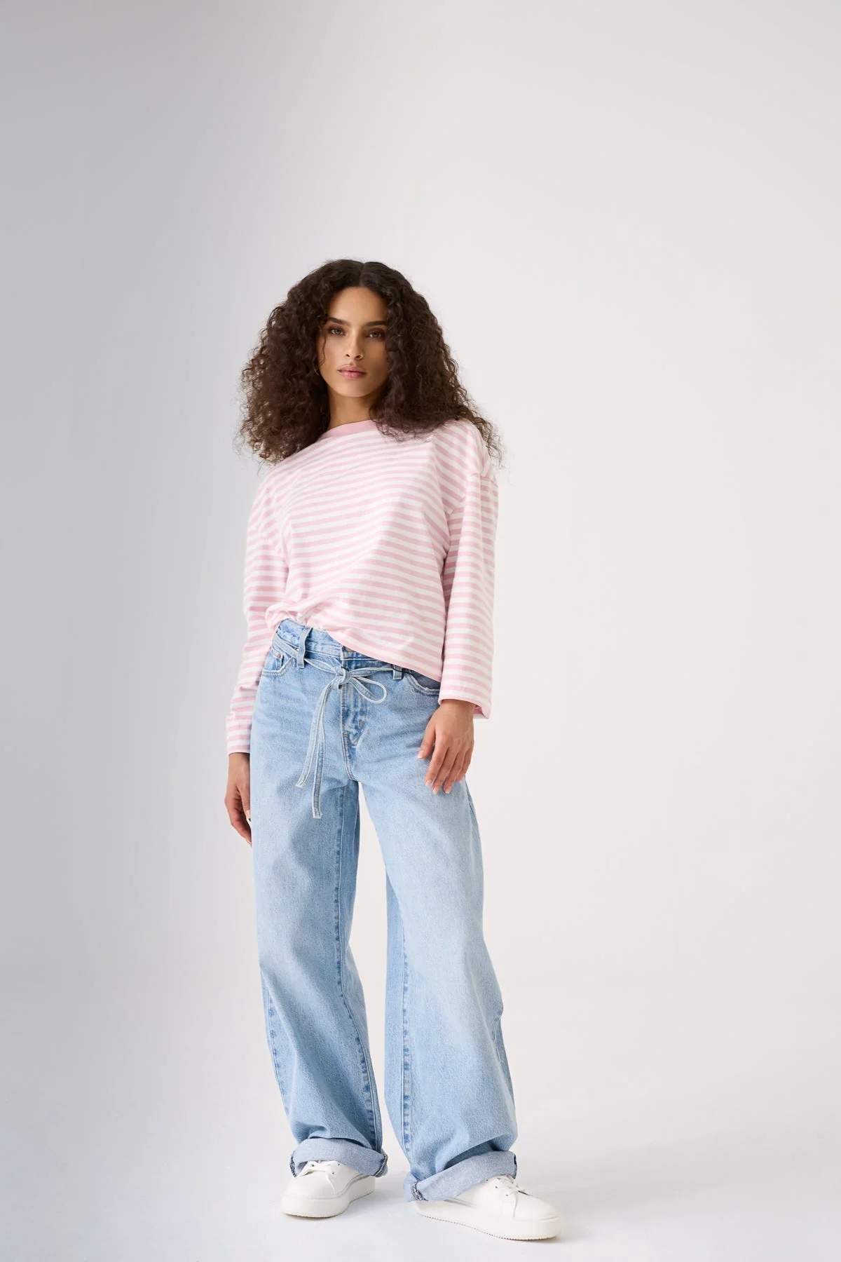 VOGUE Striped Long Sleeve Top Striped Pink - Image 5