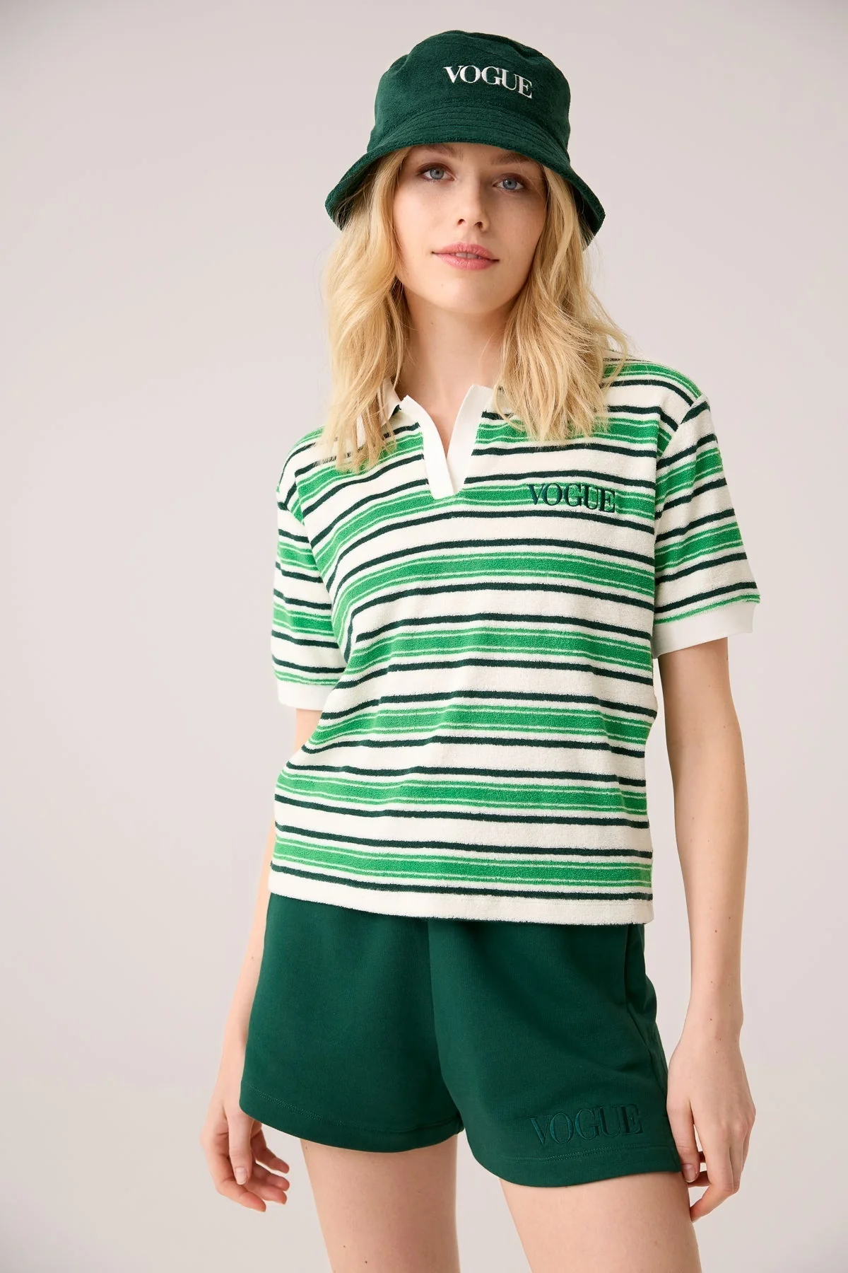 VOGUE Polo Shirt Striped Green - Image 2