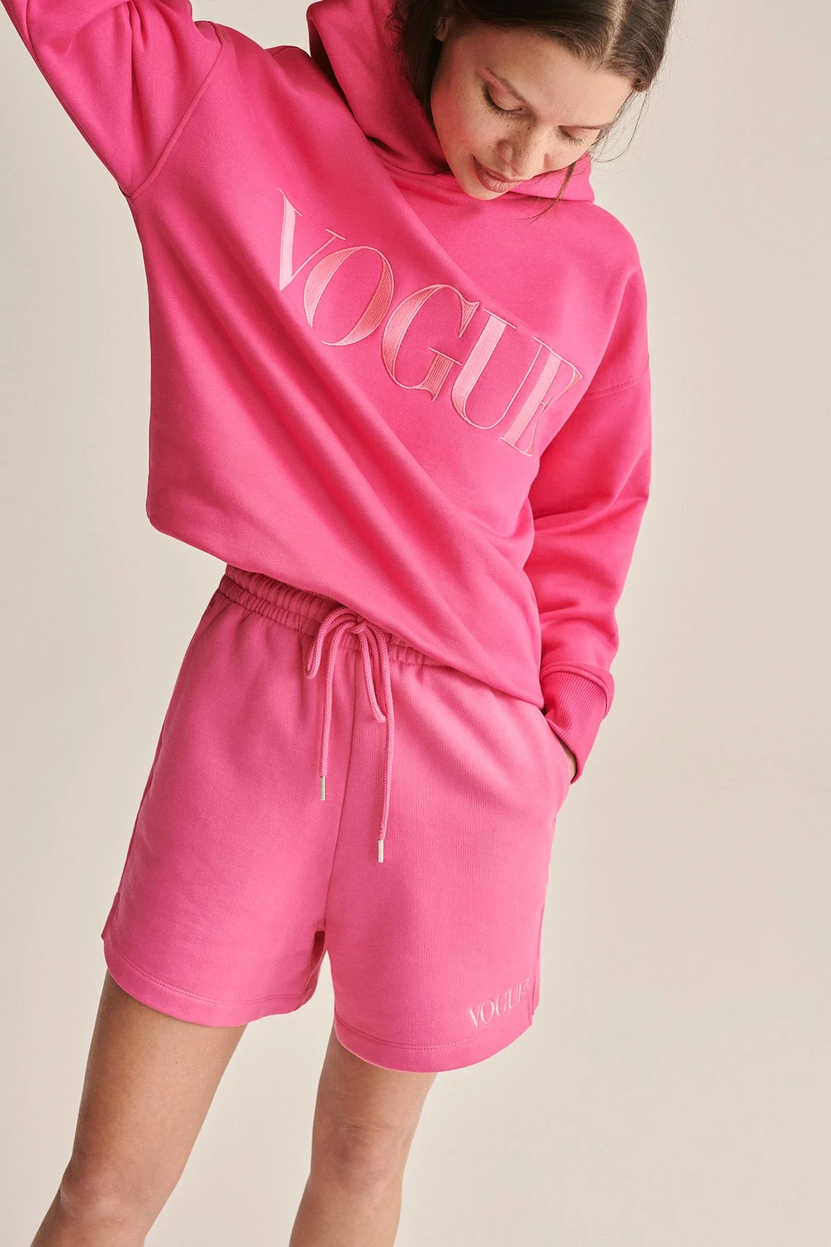 VOGUE Shorts Pink Embroidered Logo - Image 5