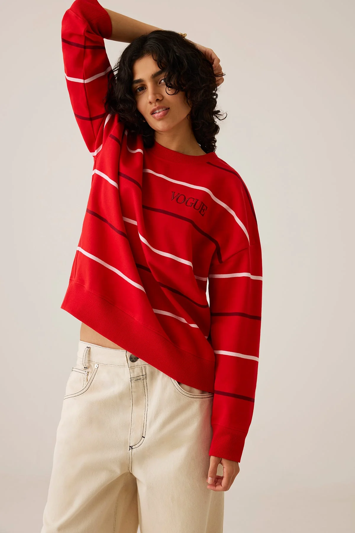 VOGUE Sweatshirt Red Colorful Stripes - Image 5