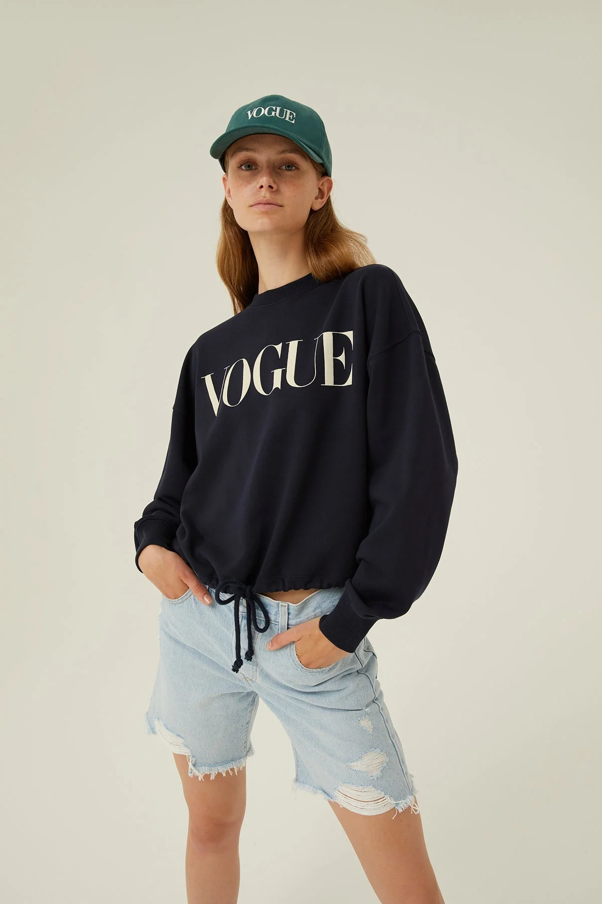 VOGUE Retro Sweatshirt | Navy White - Image 2