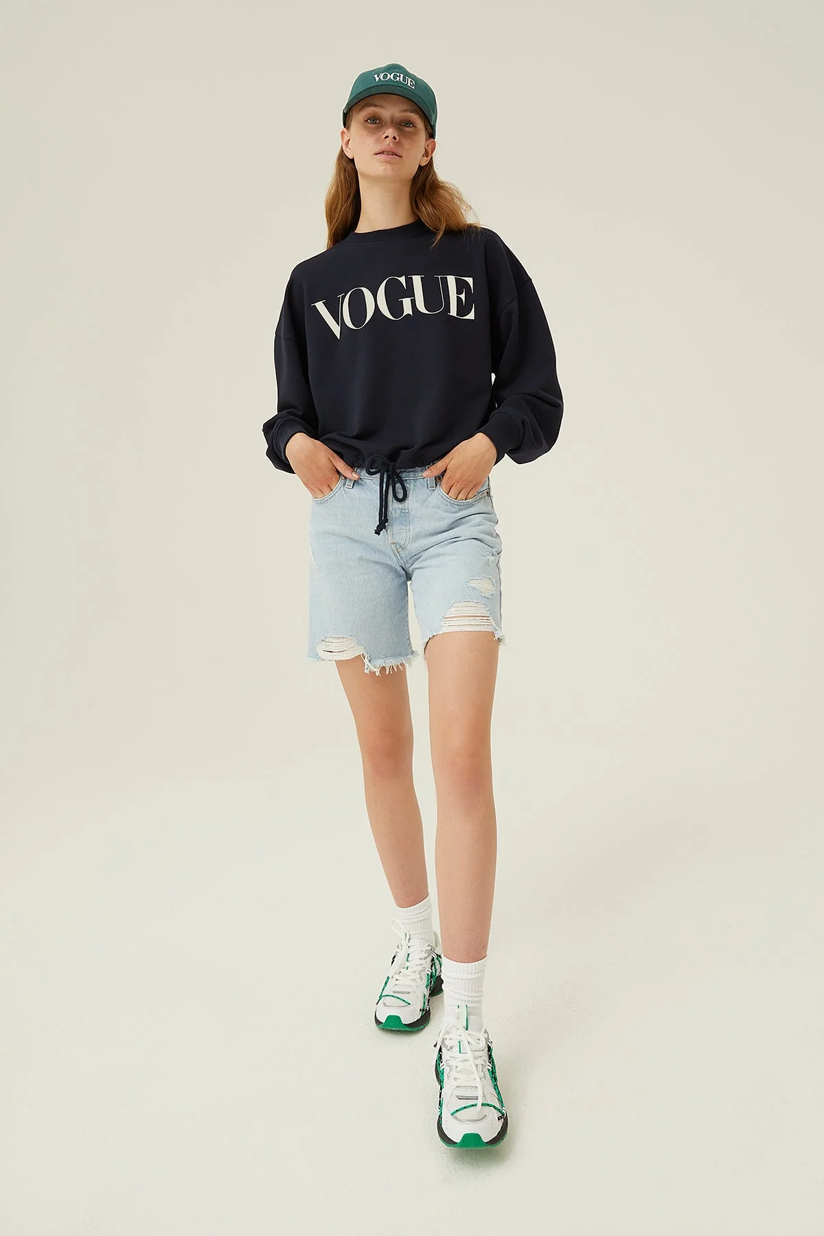 VOGUE Retro Sweatshirt | Navy White - Image 5