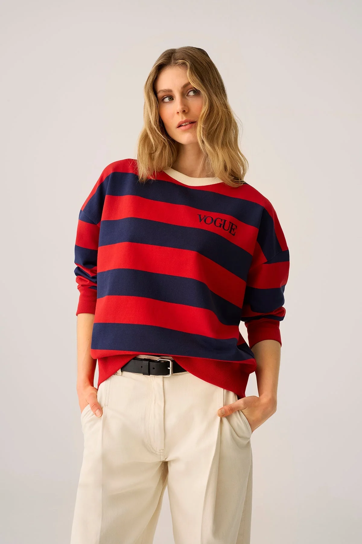 VOGUE Sweatshirt Stripes | Navy Red - Image 2