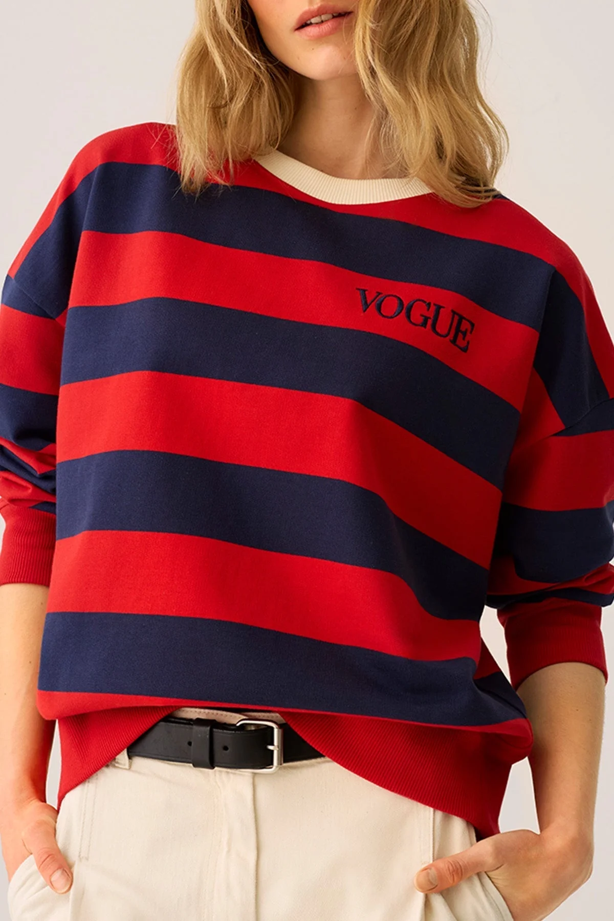 VOGUE Sweatshirt Stripes | Navy Red - Image 3