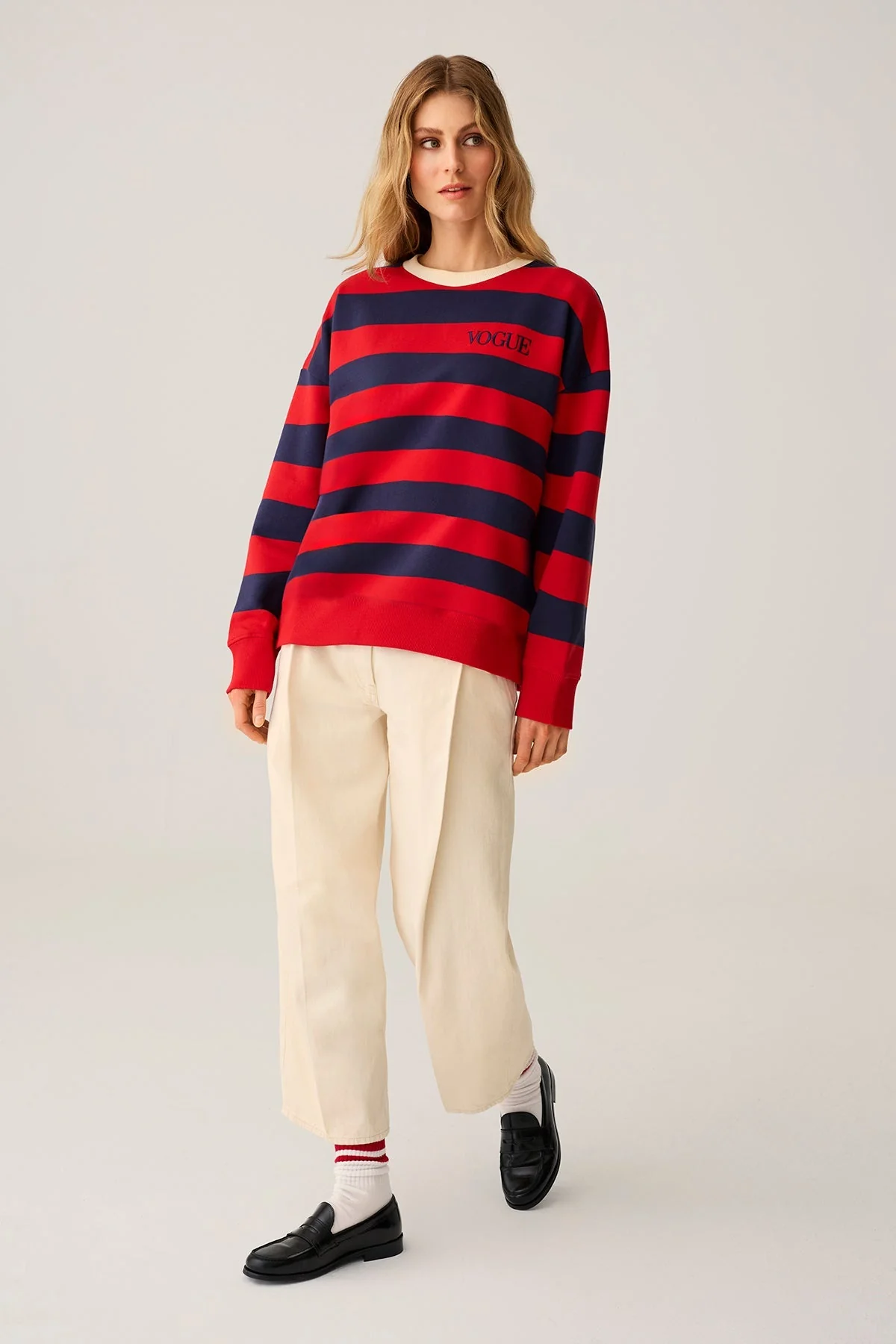 VOGUE Sweatshirt Stripes | Navy Red - Image 4