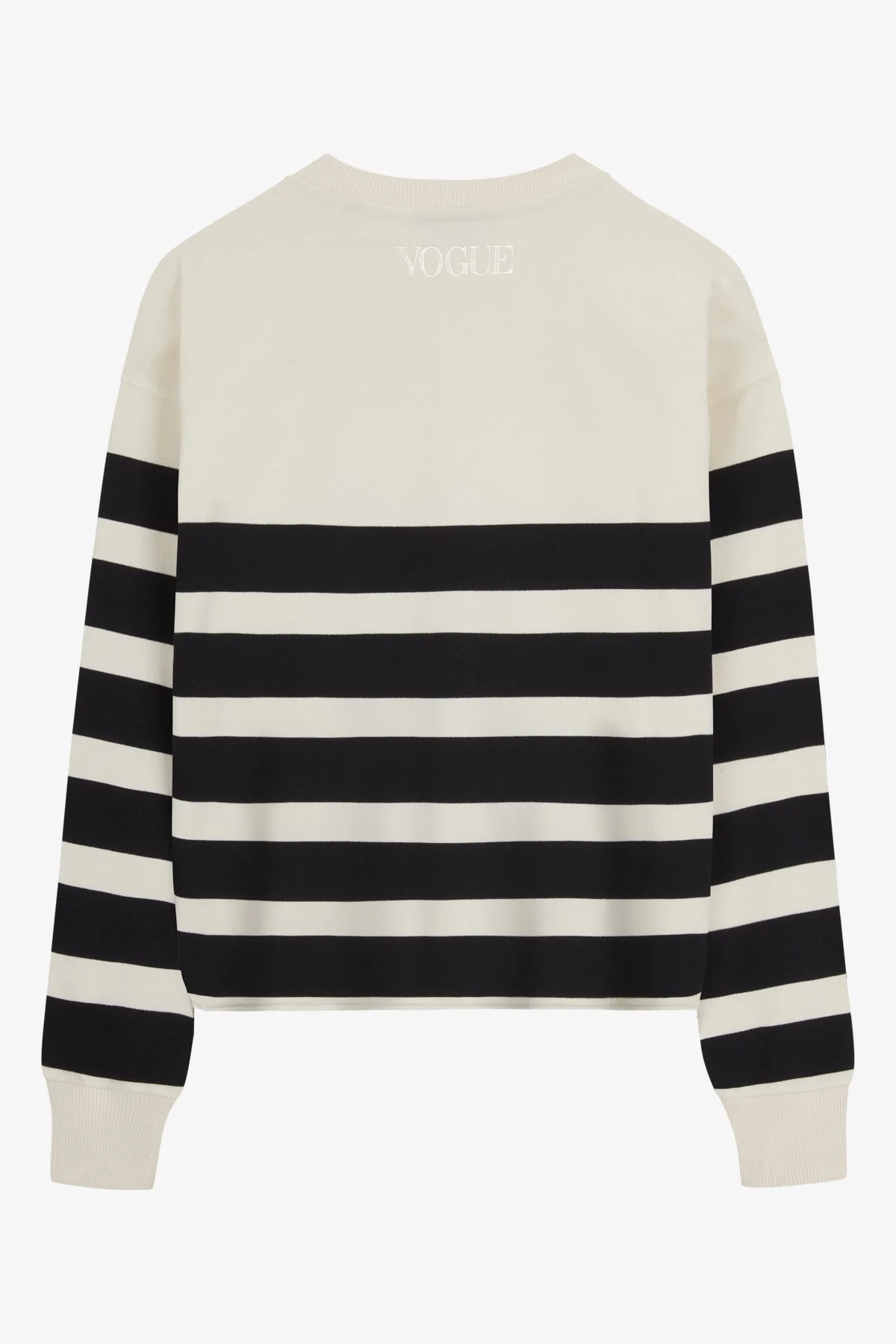 VOGUE Cream Striped Sweatshirt Black Velvet Patch - Image 6