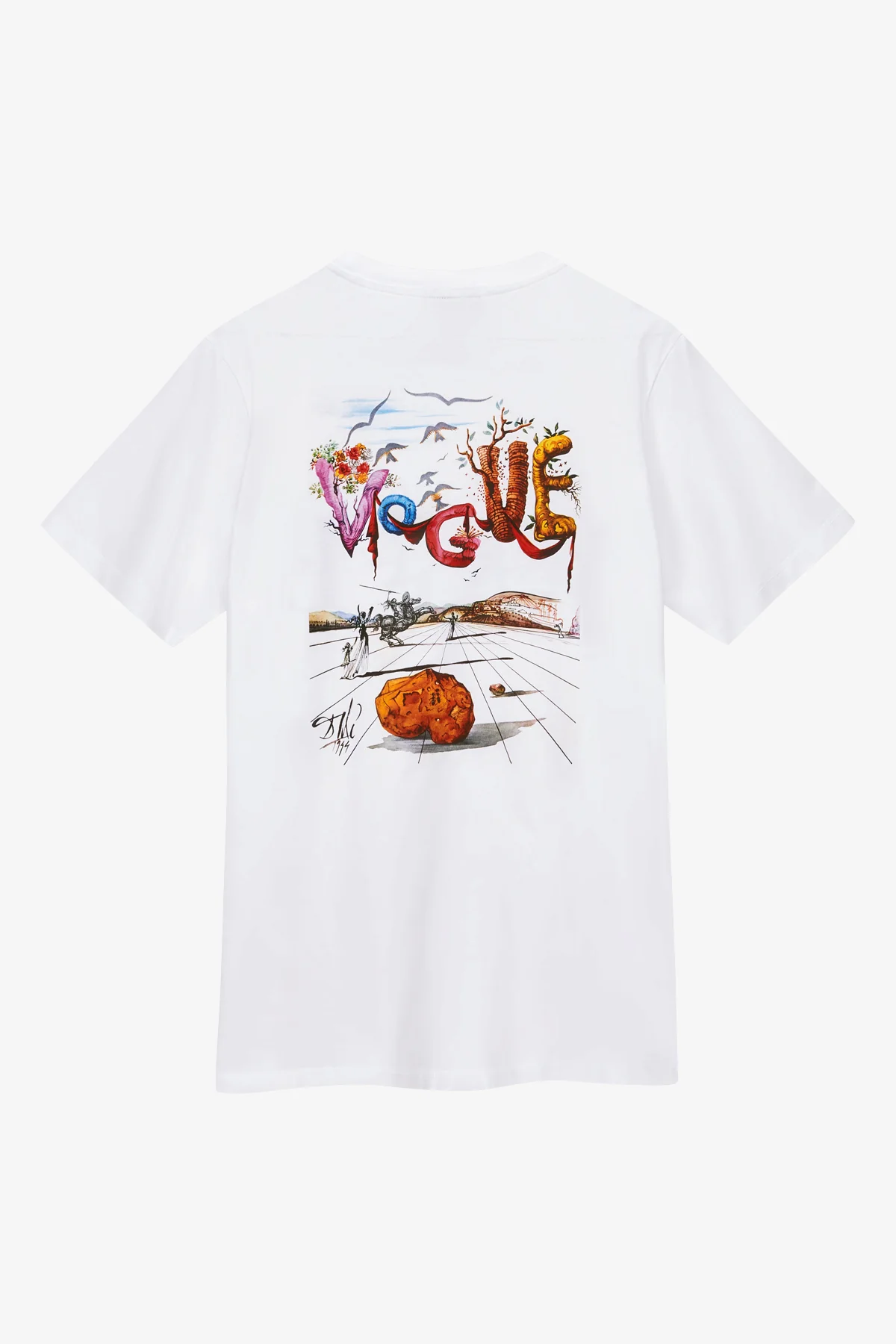 VOGUE T-Shirt White Dalí Cover Print Blue Logo