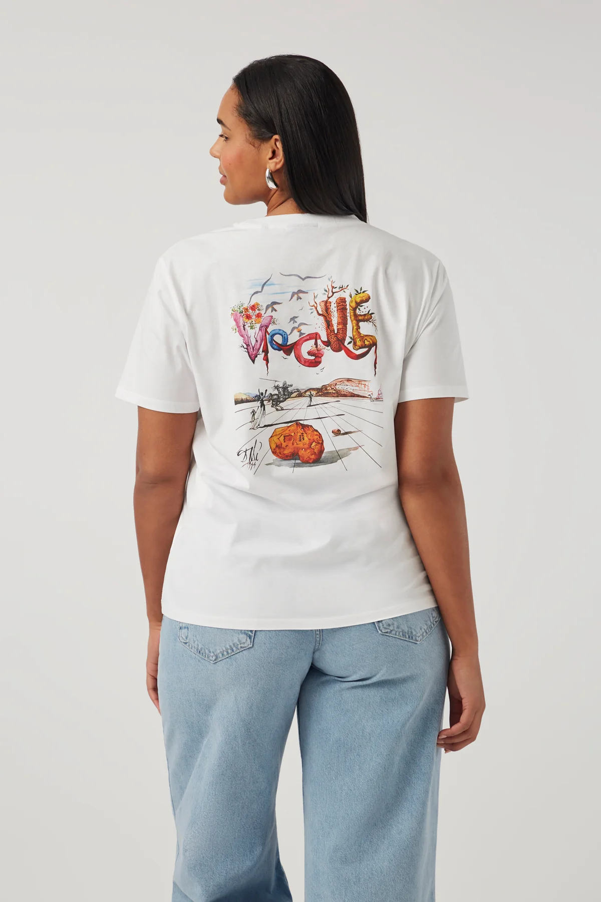 VOGUE T-Shirt White Dalí Cover Print Blue Logo - Image 4