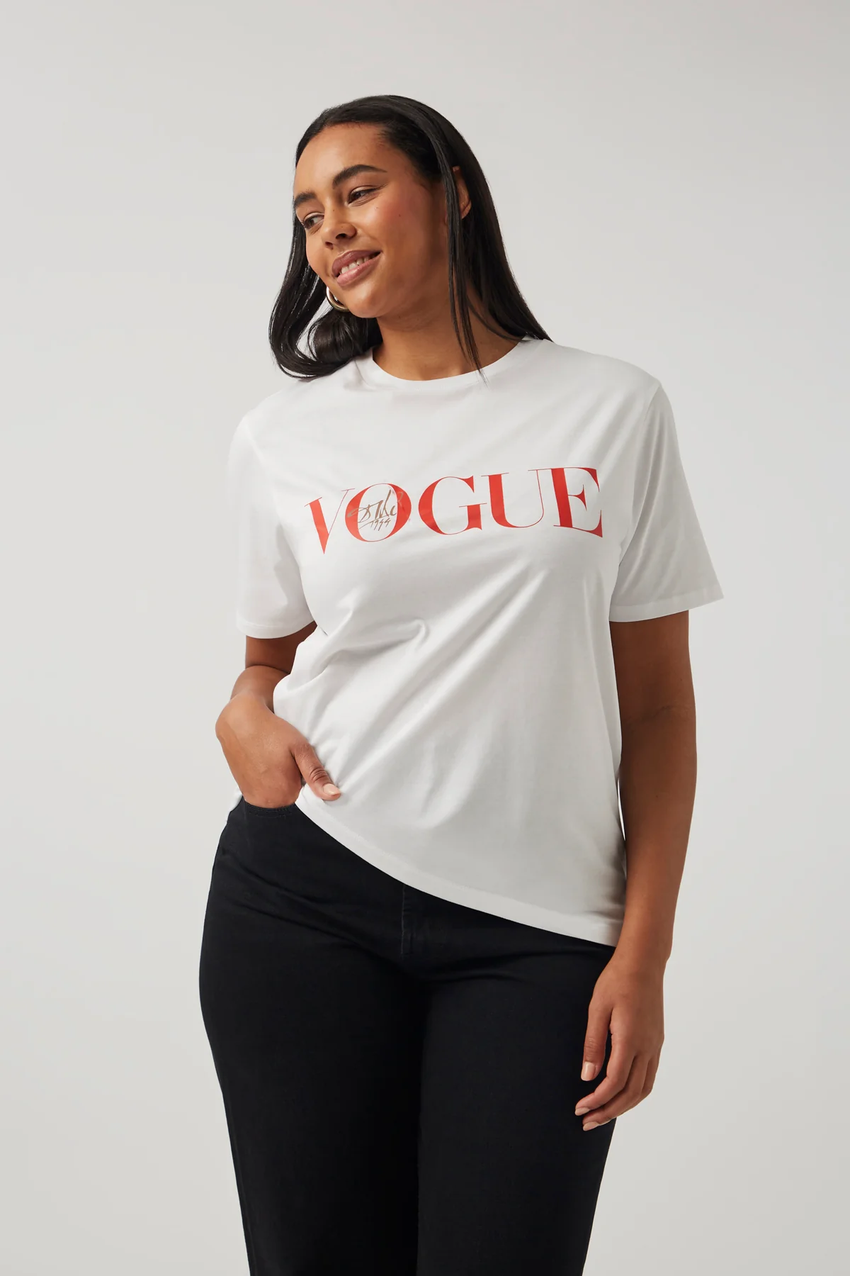 VOGUE T-Shirt White Dalí Cover Print Red Logo - Image 2