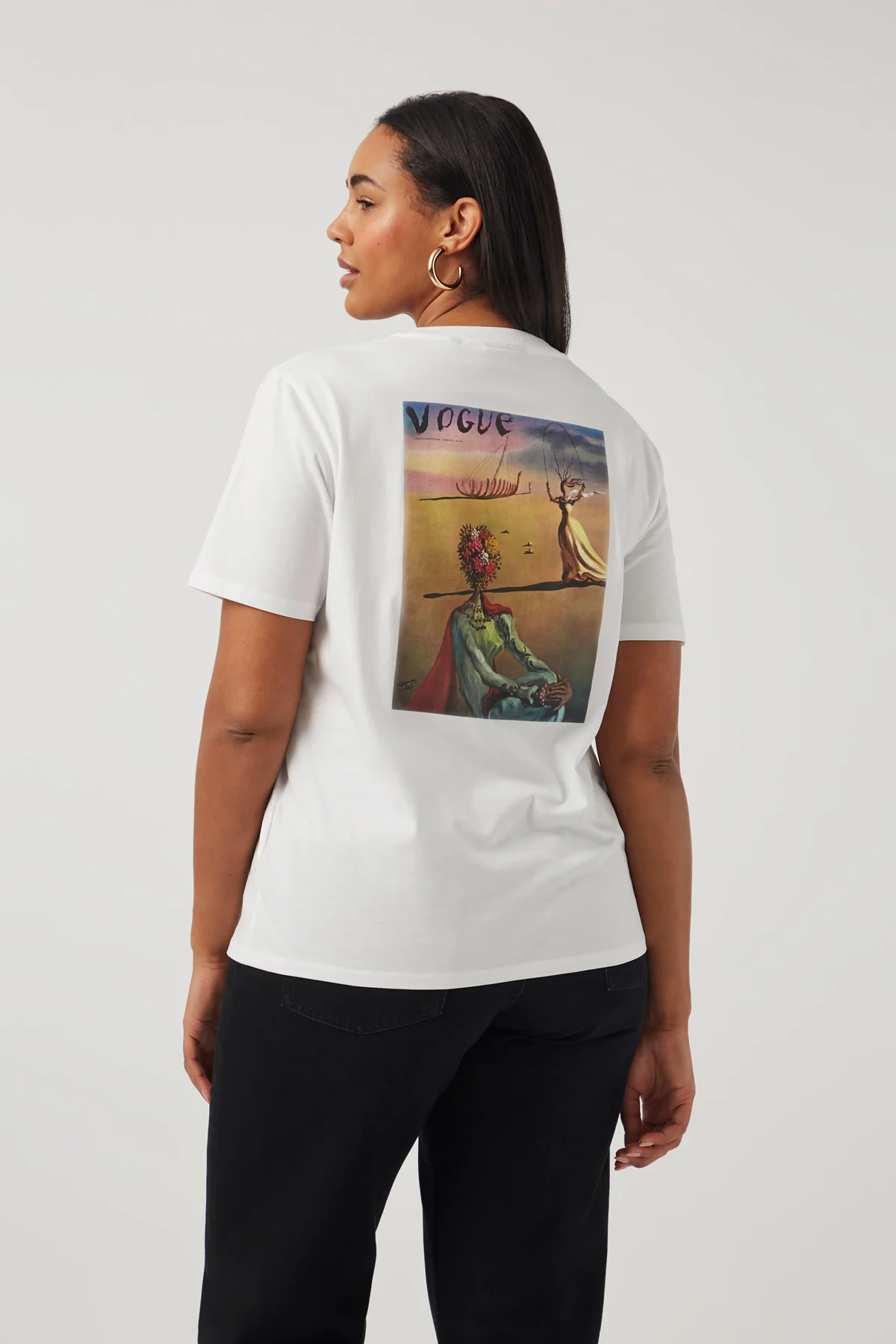 VOGUE T-Shirt White Dalí Cover Print Red Logo - Image 3