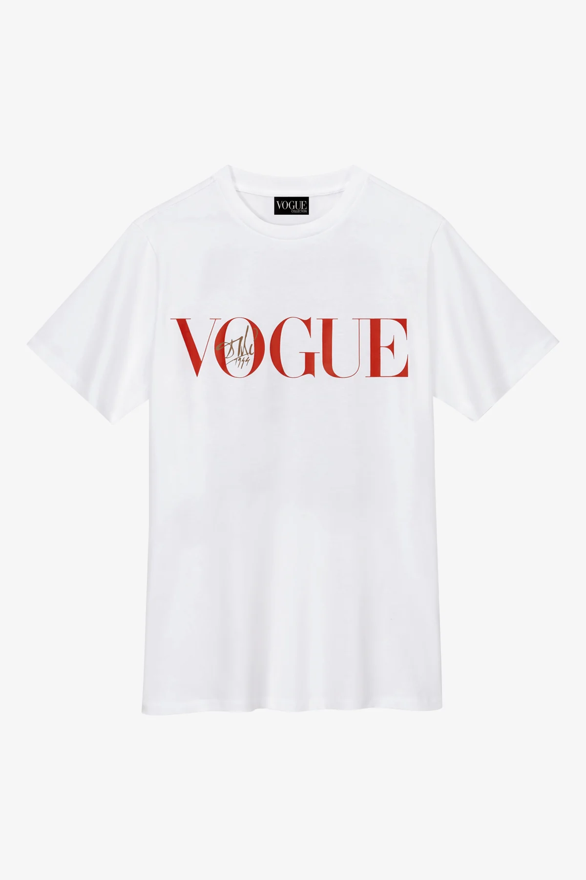 VOGUE T-Shirt White Dalí Cover Print Red Logo - Image 6